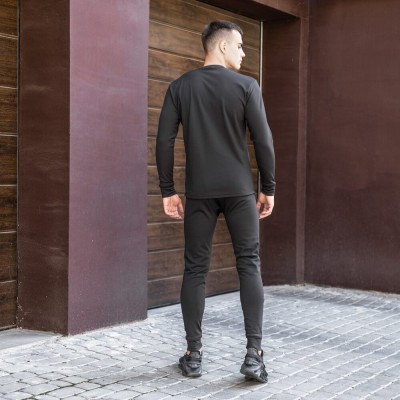 Чоловіча термобілизна зимова на флісі вологовивідна Pobedov Teplo чорне