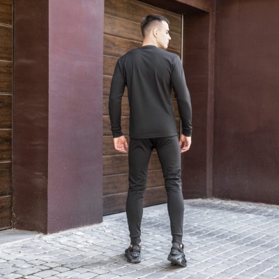 Чоловіча термобілизна зимова на флісі вологовивідна Pobedov Teplo чорне