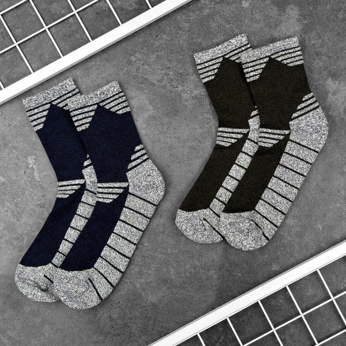 Чоловічі спортивні шкарпетки Pobedov Heat хакі з сірими вставками