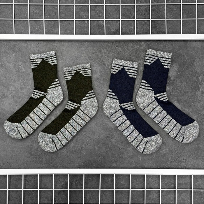 Чоловічі спортивні шкарпетки Pobedov Heat хакі з сірими вставками