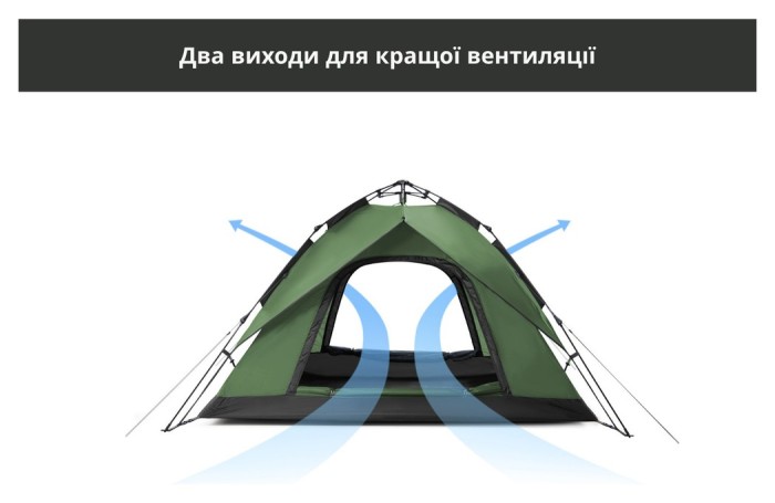Намет тримісний автоматичний Naturehike NH21ZP008, темно-зелений