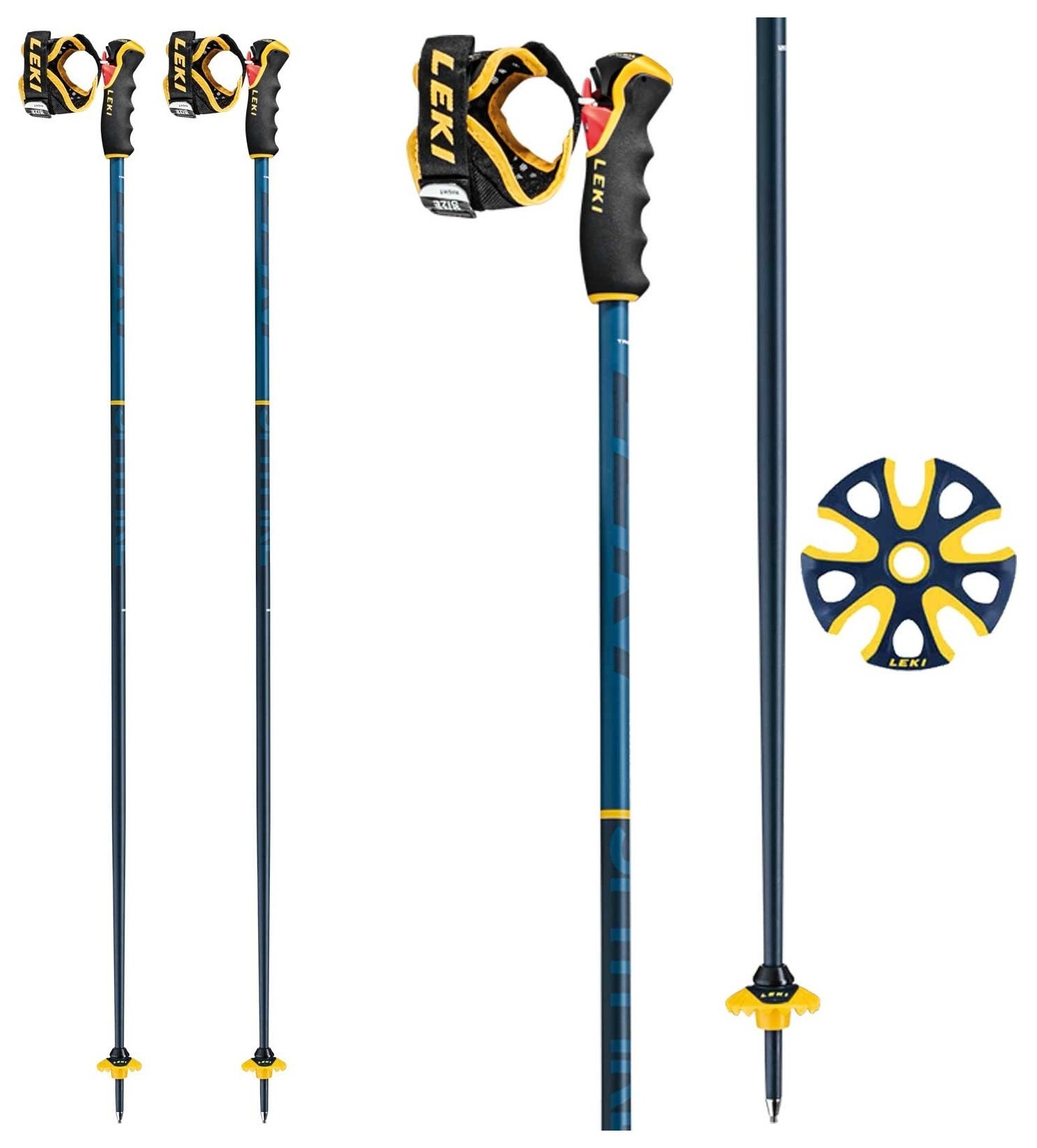 Палиці для гірських лыж Leki SPITFIRE 3D 115см Denim blue/blue/mustard yellow (65068021-WRH)