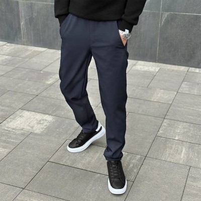 Штани із софтшелу для чоловіків весняні осінні сині Pobedov Point