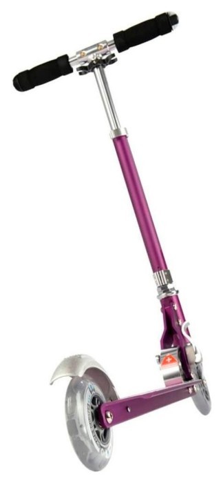 Самокат MICRO серии "Sprite LED" – ФІОЛЕТОВИЙ (складаний, дека у смужку, до 100 kg, двоколісний, сві