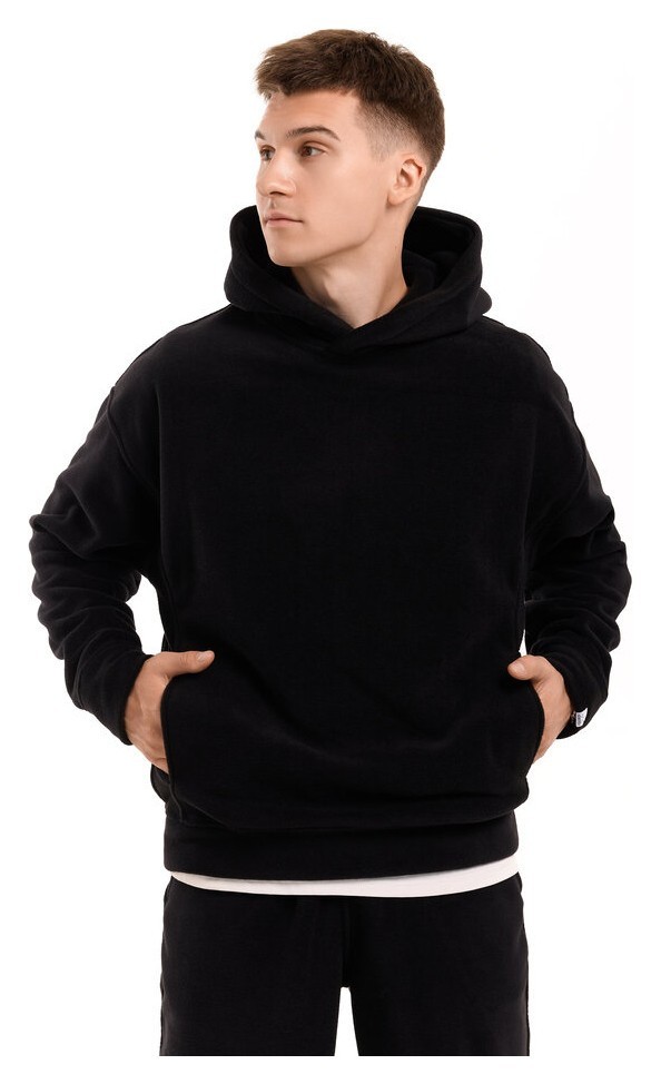 Флісовий зимовий чоловічий костюм Pobedov Mariot. Чорний чоловічий флісовий костюм