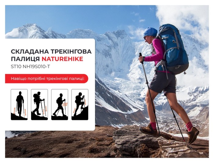 Трекінгова палиця Naturehike ST10 NH19S010-T, 110 см, блакитна