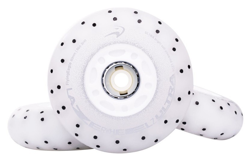 Сяючі колеса для роликів Flying Eagle Lazerwheelz Ultra+Sparks 88A 4 шт білі