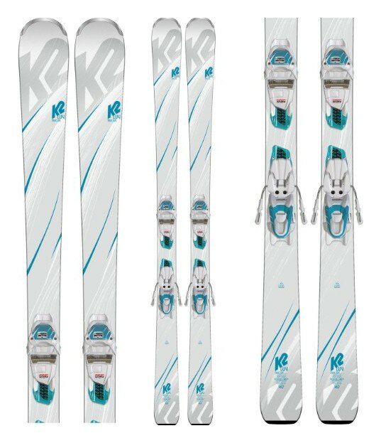 Лижі гірські комплект K2 TRUE LUV+ER3 10 COMPACT QUIKCLIK 153см White/turquoise/black (10C0405.243.1+10C1011.143.2)