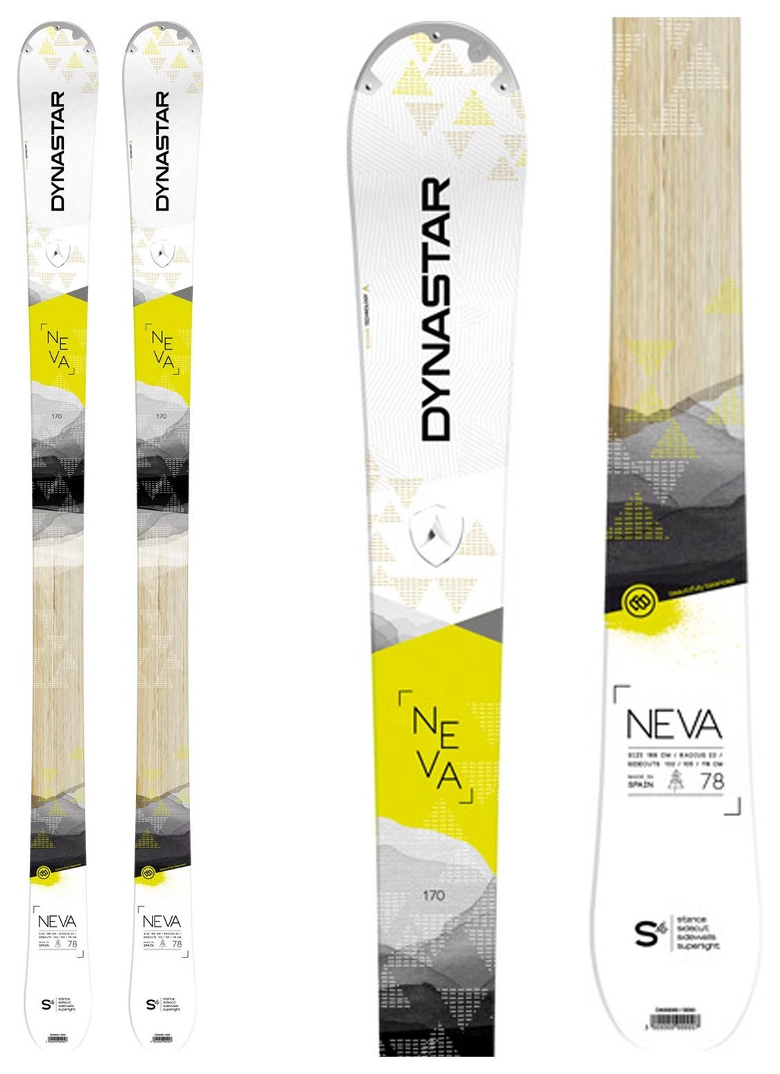 Лижі гірські (комплект) Dynastar NEVA 78+NX 11 W B93 152см White/grey/lime (DADV201+FCDA041)