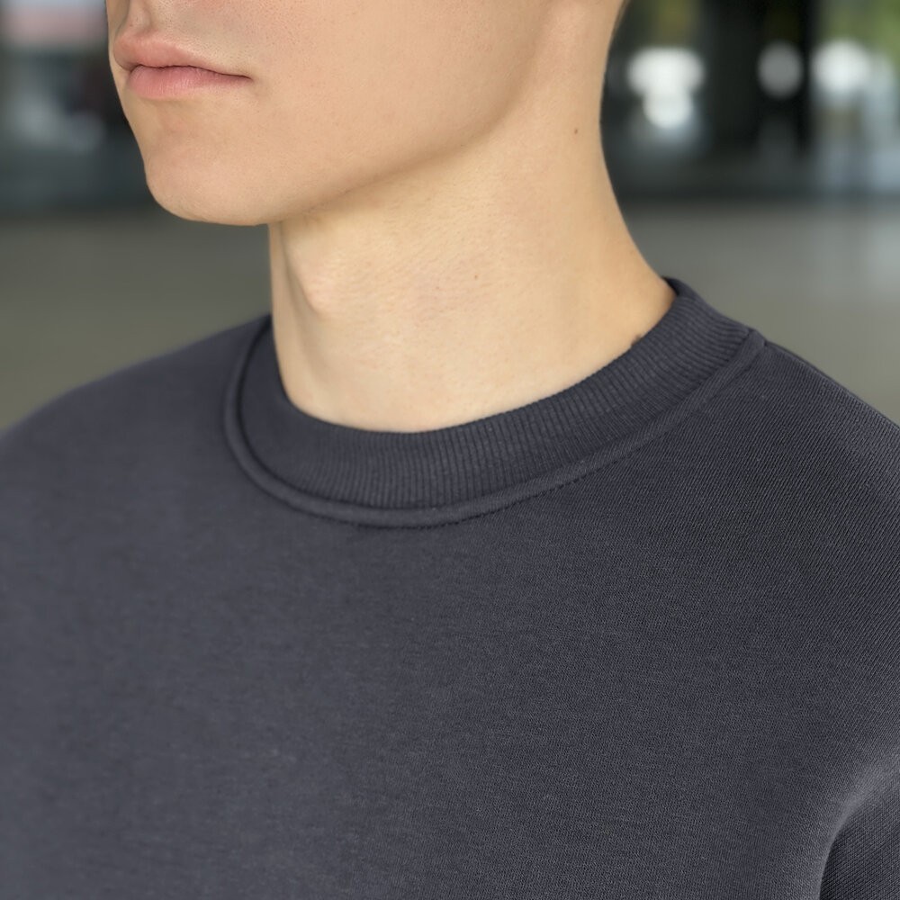 Світшот чоловічий зимовий однотонний сірий Pobedov Apex