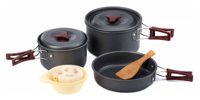 Набір посуду Naturehike 3-4 NH (2 каструлі + кришки + сковорода) carbon (NH15T203-G)