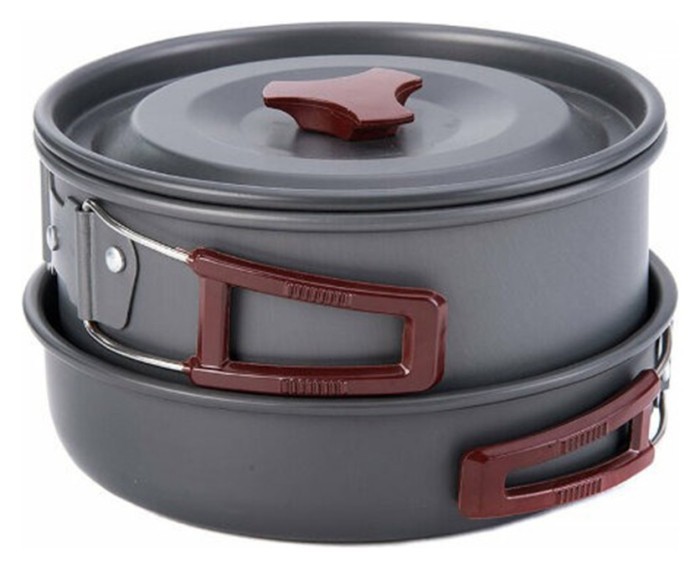 Набір посуду Naturehike 3-4 NH (2 каструлі + кришки + сковорода) carbon (NH15T203-G)