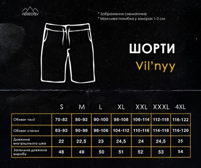 Чорні чоловічі шорти прямого крою Pobedov Vil'nyy