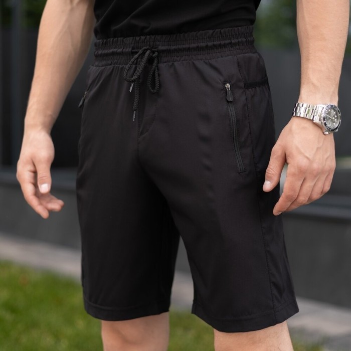 Чорні чоловічі шорти прямого крою Pobedov Vil'nyy