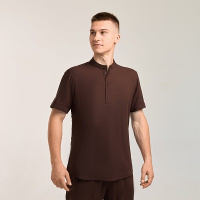 Чоловіча сорочка з коротким рукавом шоколадна Pobedov Molodist'