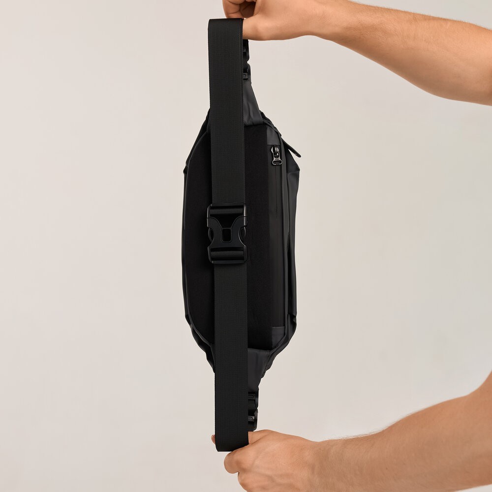 Чоловіча бананка нейлонова сумка сіра Pobedov Minimal