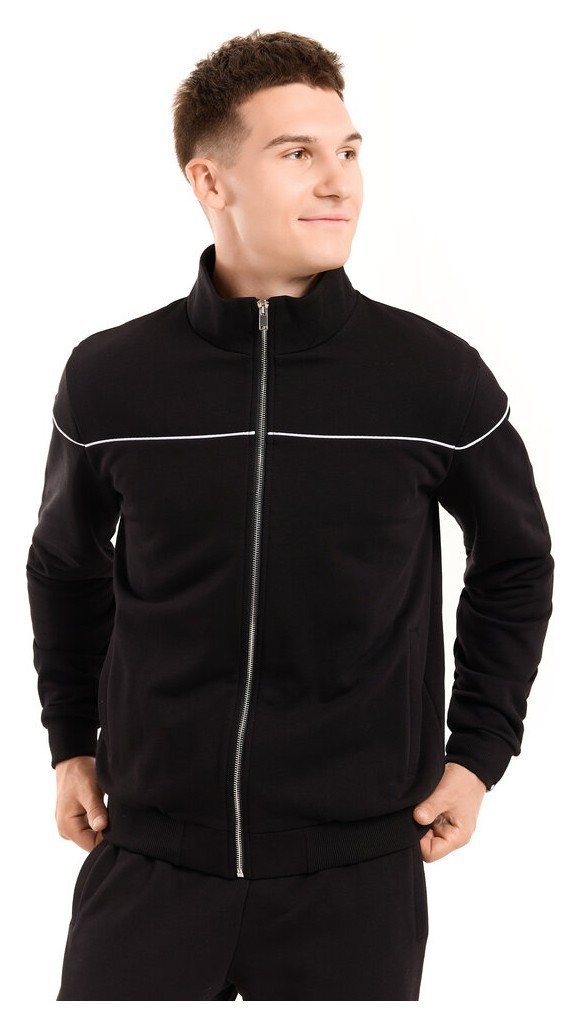 Спортивний демісезонний костюм чоловічий чорний. Комплект штани та кофта Pobedov Brume