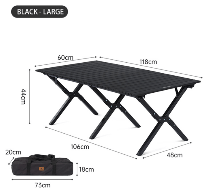 Розкладний стіл великий Naturehike CNK2300JU010, алюміній, чорний
