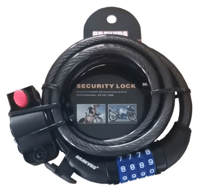 Замок BRAVVOS LOC-125-135 кодовий зі сталевим тросом 10ммX1500мм