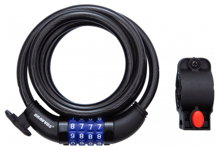 Замок BRAVVOS LOC-125-135 кодовий зі сталевим тросом 10ммX1500мм