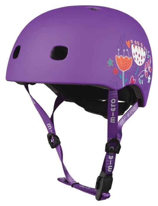 Захисний шолом MICRO - ФІОЛЕТОВИЙ З КВІТАМИ (48-53 cm, S)
