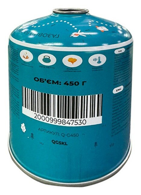 Газовий балон різьбовий бутановий Quest, 450гр
