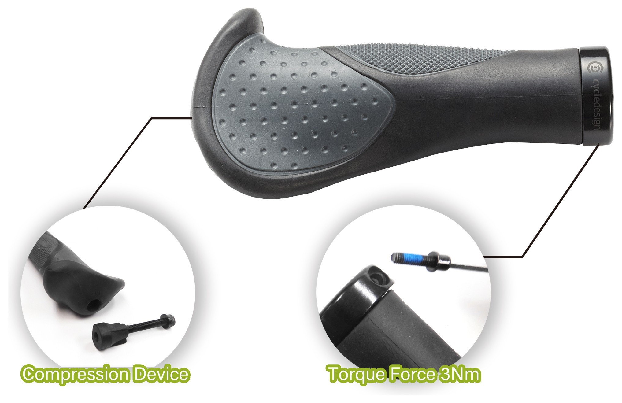 Грипси для велосипеда Cycledesign ERGO LOCK-ON 139 мм Black/grey (GP0041)