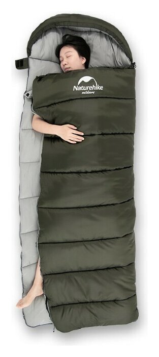 Спальник з капюшоном Naturehike U350 NH20MSD07, (1°C), лівий, зелений