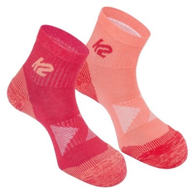 Носки для туризму жіночі K2 MULTISPORT QUARTER 2 PACK 35-38 Peach/raspberry + raspberry/peach (14357)