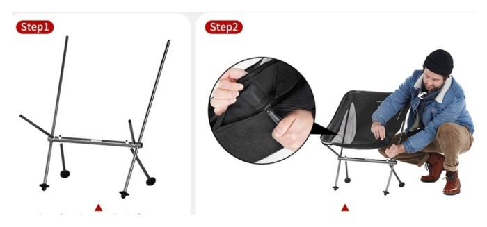 Стілець складаний Naturehike Stellaluna L04 CNK2450JJ015, розмір M, алюміній, чорний