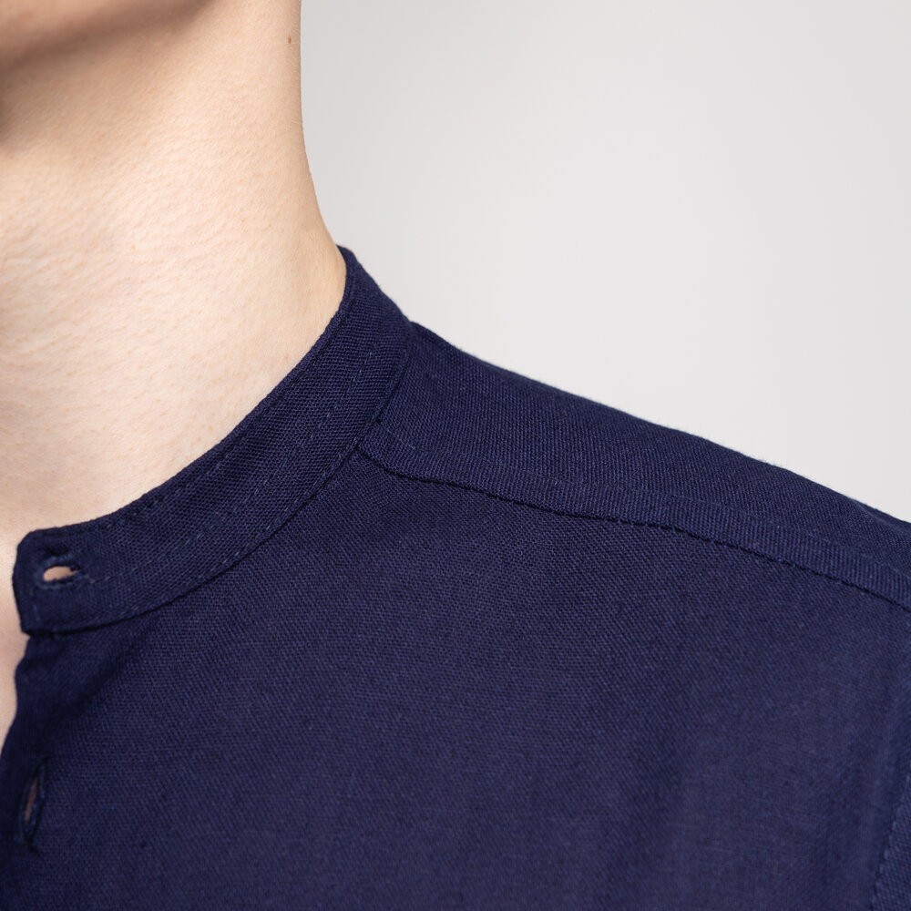 Весняна чоловіча сорочка з довгим рукавом темно-синя Pobedov Orion