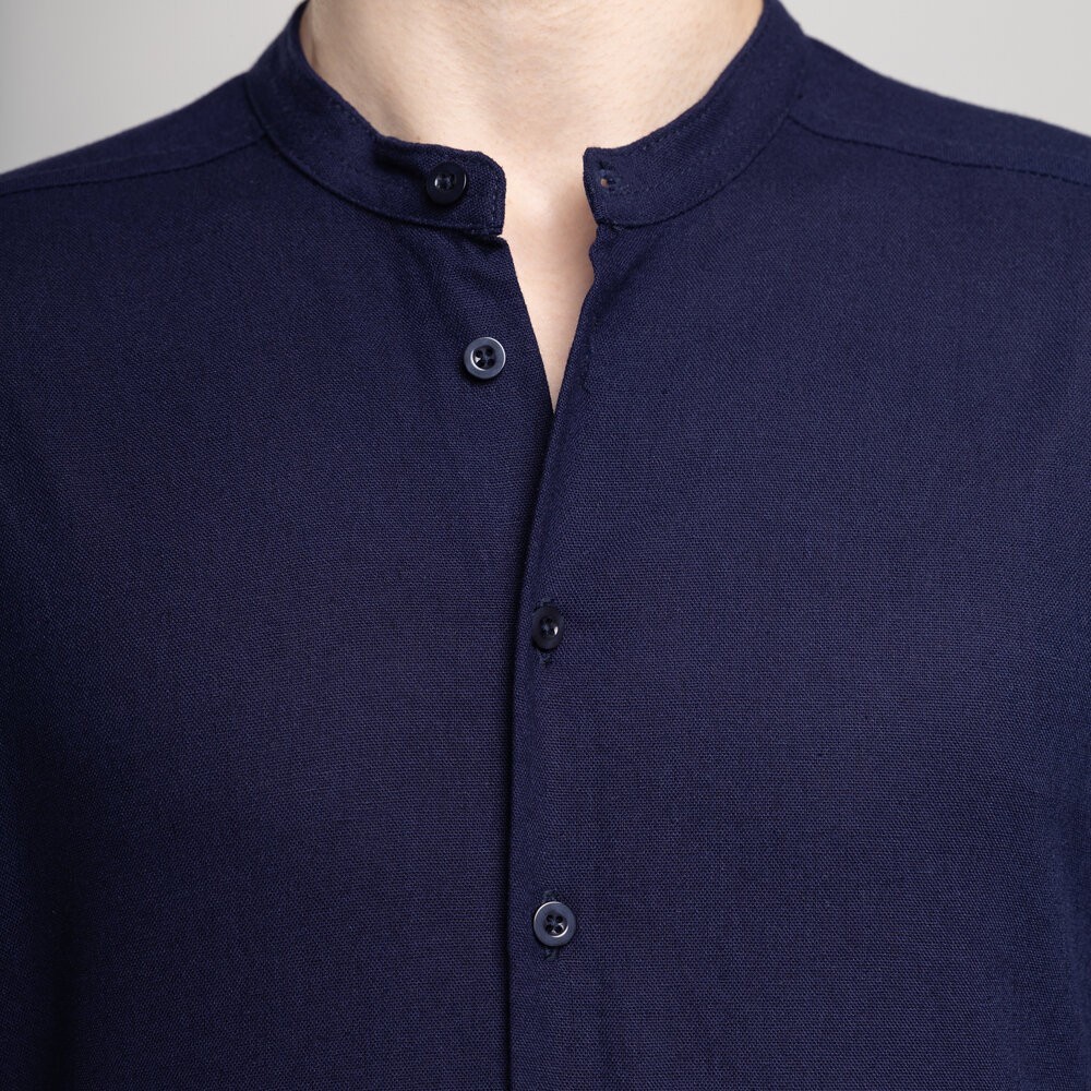 Весняна чоловіча сорочка з довгим рукавом темно-синя Pobedov Orion