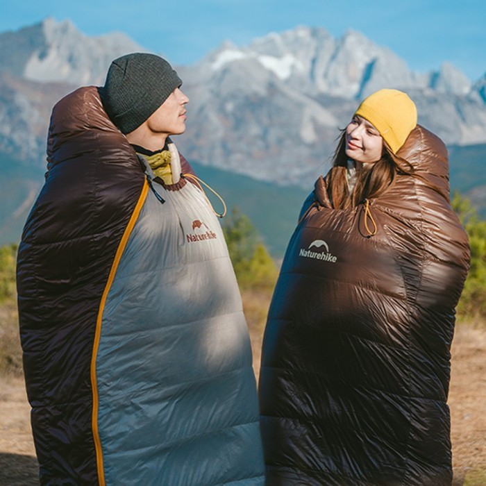 Спальник з натуральним пухом Naturehike Snowbird CNK2550WS014, p-р L, темно-коричневий 400 г