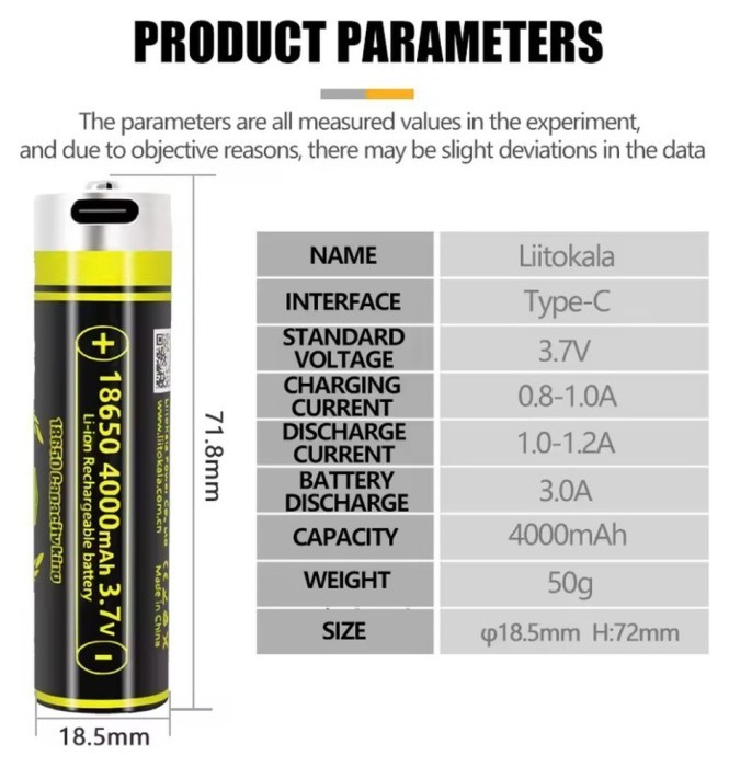 Акумулятор LiitoKala USB-King4000 18650 на 4000 mAh з USB