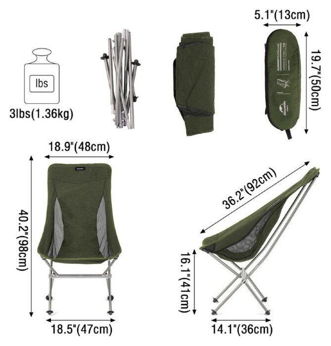 Стілець складаний Naturehike YL06 NH18Y060-Z, зелений