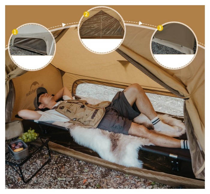 Намет одномісний із тентом Naturehike CNK2450WS026, коричневий