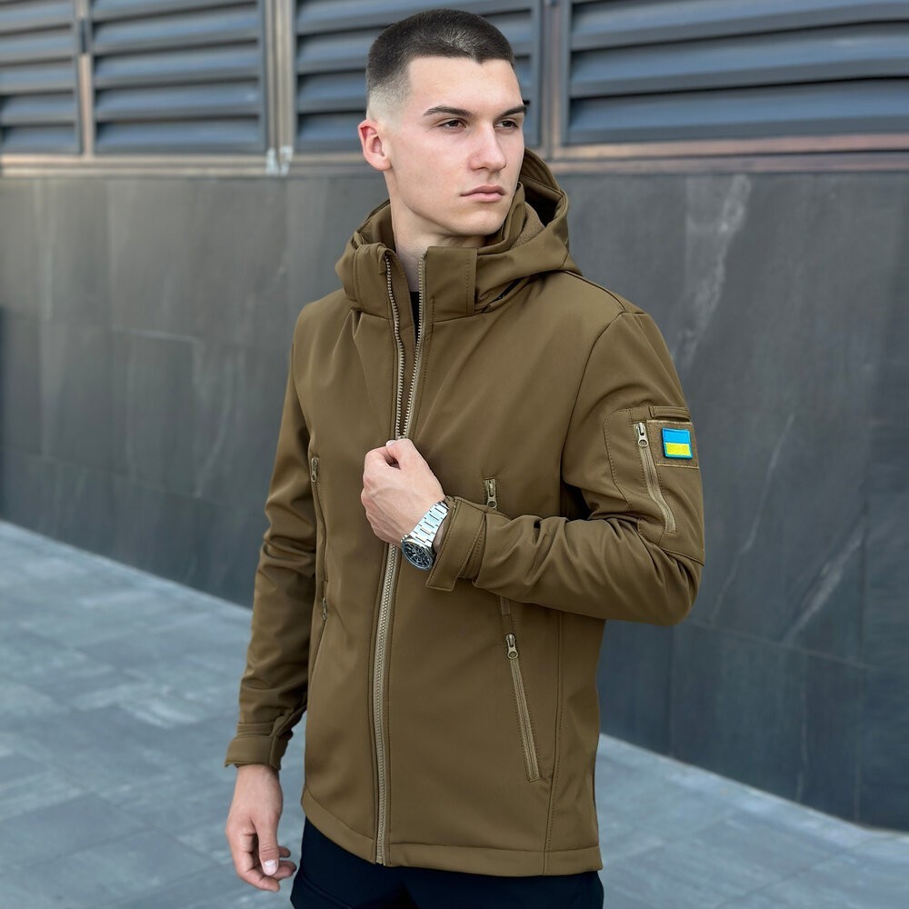 Куртка чоловіча демісезонна з капюшоном койот Pobedov Motive