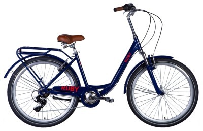 Велосипед AL 26&quot; Dorozhnik RUBY AM Vbr рама-&quot; з багажником задн St з крилом St 2024 (темно-синій)