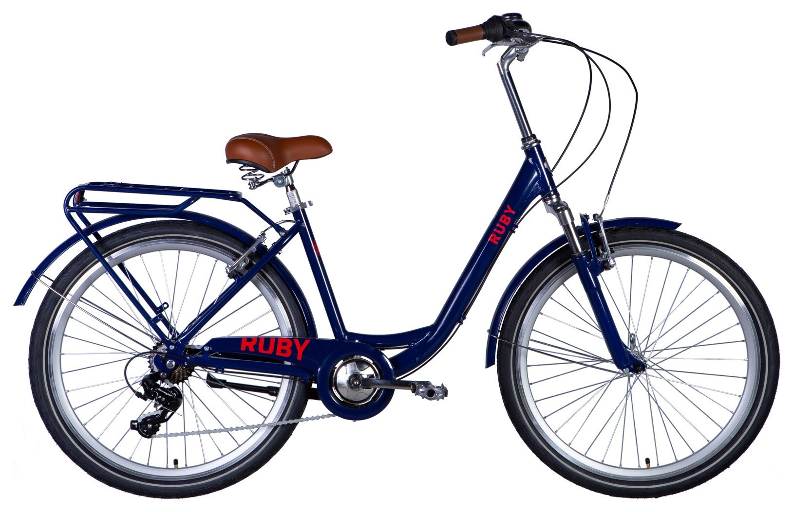 Велосипед AL 26" Dorozhnik RUBY AM Vbr рама-" з багажником задн St з крилом St 2024 (темно-синій)