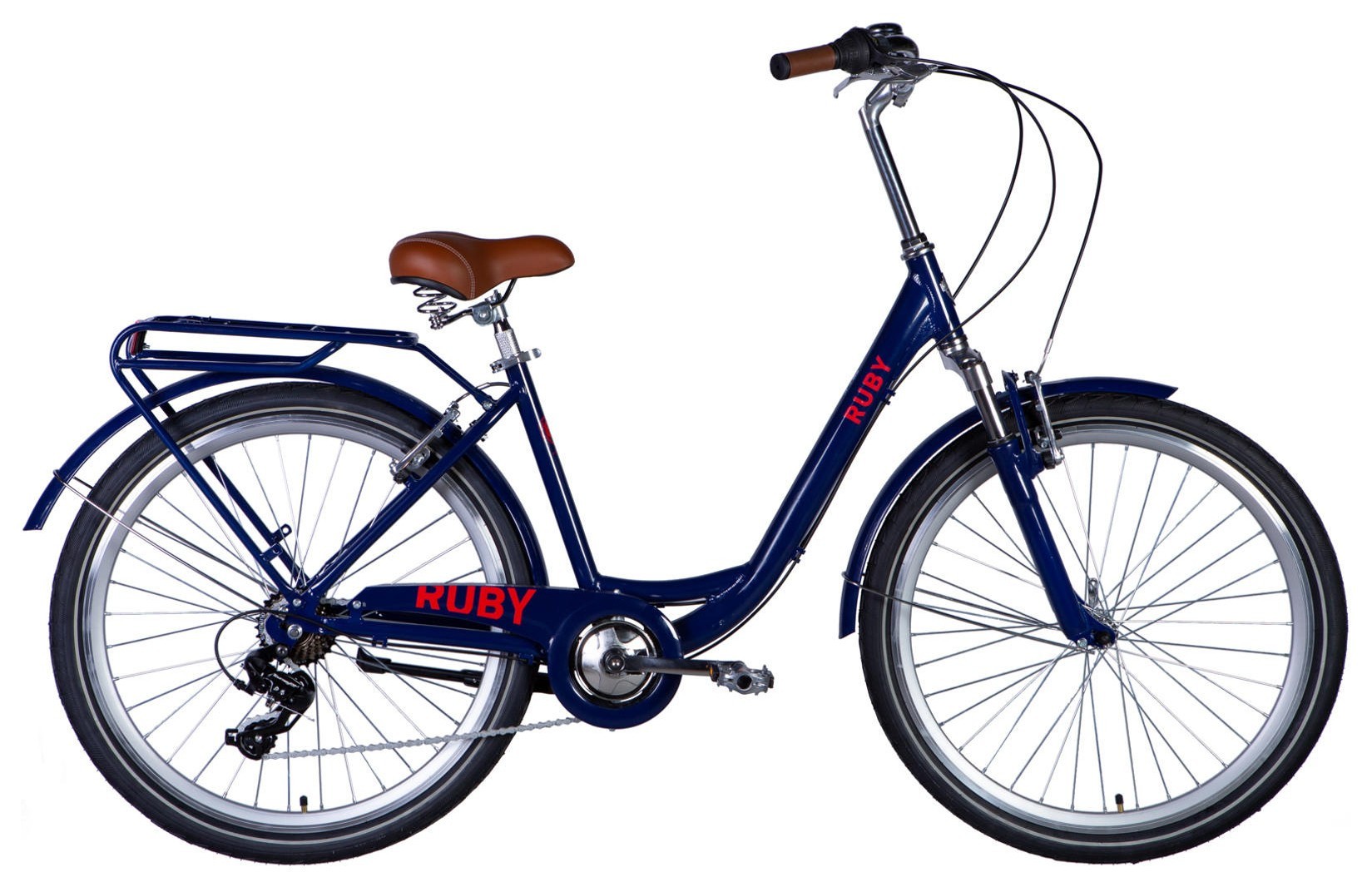 Велосипед AL 26" Dorozhnik RUBY AM Vbr рама-" з багажником задн St з крилом St 2024 (темно-синій)