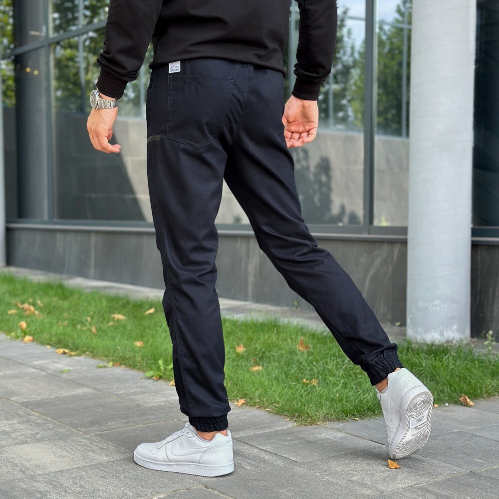 Штани карго чоловічі весняні з кишенями темно-сині Pobedov Papin Brodyaga