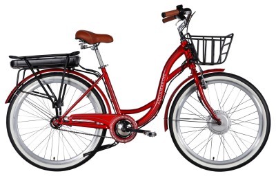 Велосипед уцінений з електроприводом 26" ST Dorozhnik eAQUAMARINE BH рама-17" 36B 13А*г 500Вт бордовий YS 2476 з кошиком 2026