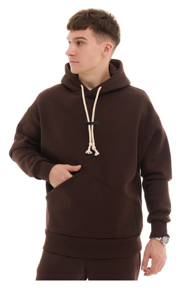 Шоколадний чоловічий спортивний костюм осінь/зима з капюшоном Pobedov Space