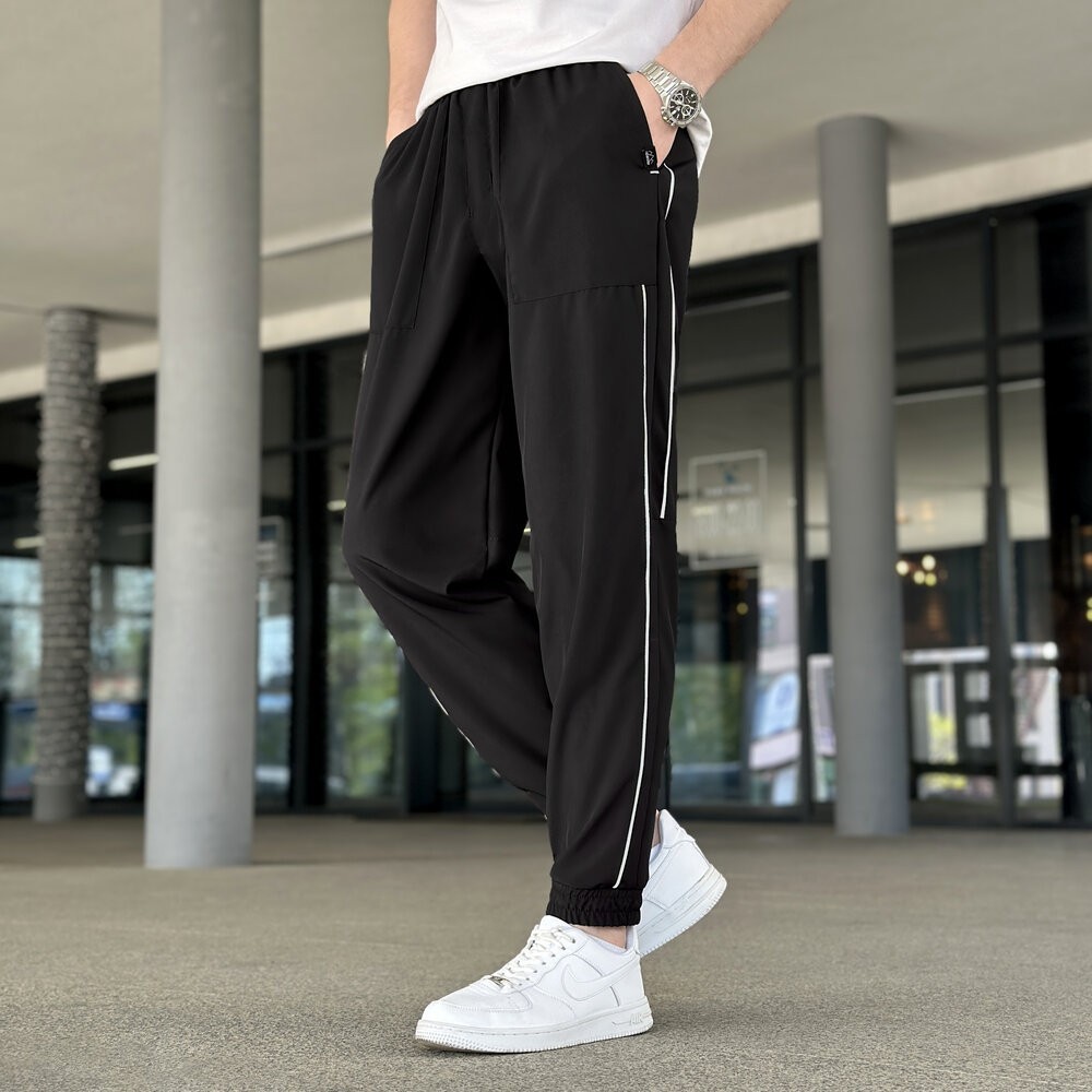 Весняні літні чоловічі чорні джогери із софту Pobedov Weekend
