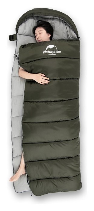 Спальник з капюшоном Naturehike U250 NH20MSD07, (6°C), лівий, темно-зелений