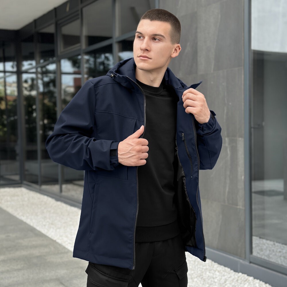 Темно-синя чоловіча повсякденна куртка на весну і осінь Pobedov Shum