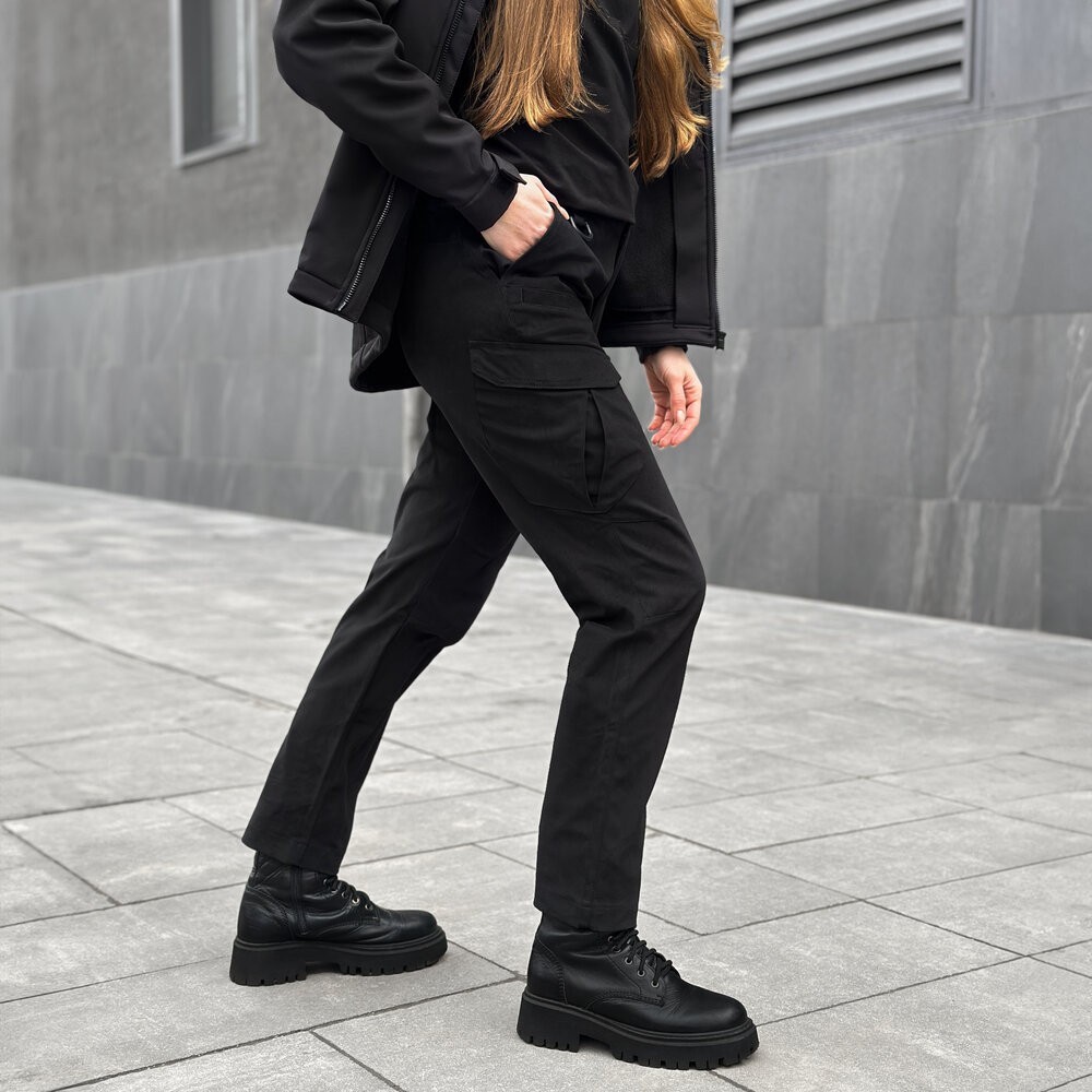 Штани-карго тактичні чорні для жінок Pobedov Tactical V2 Жіночі