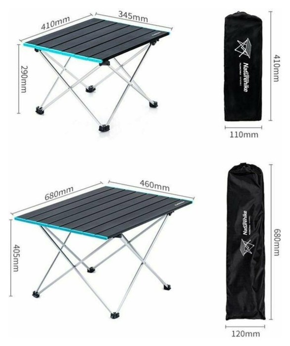 Стіл розкладний Naturehike NH19Z008-Z, алюміній, Розмір S, чорний
