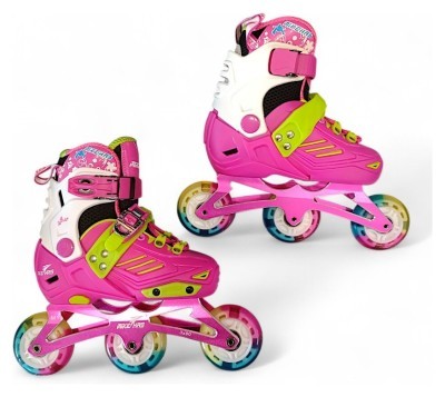 Дитячі розсувні роликові ковзани BAVAR SPORT зі світними колесами (розмір 32–35) (рожевий)
