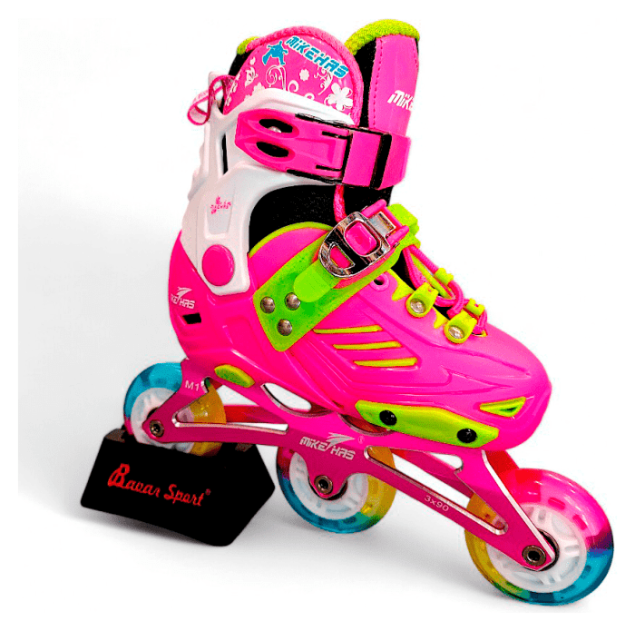 Дитячі розсувні роликові ковзани BAVAR SPORT зі світними колесами (розмір 32–35) (рожевий)